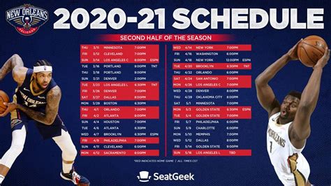 new orleans pelicans basketball schedule